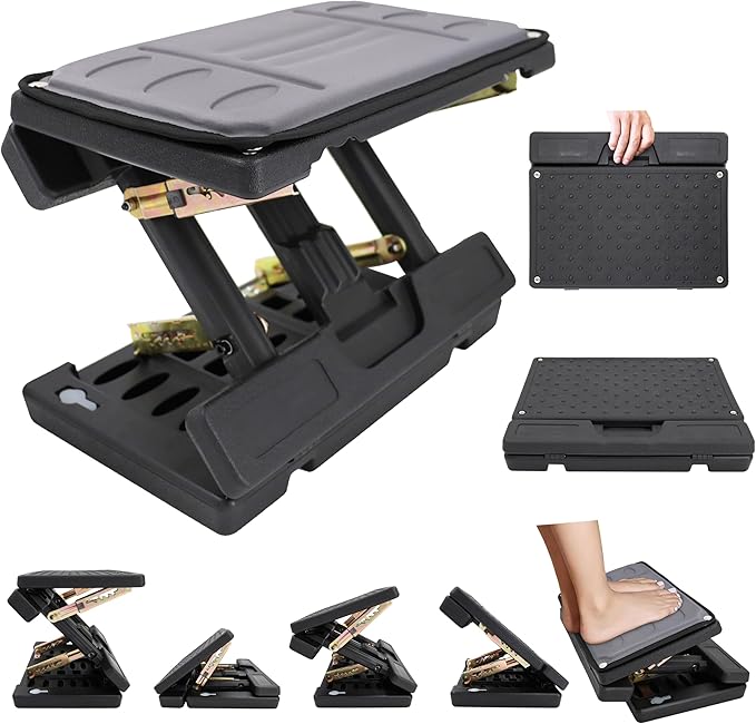 Adjustable Foot Rest Under Desk, Ergonomic Foot Stool for Office Use with Massage (PB-Gray)