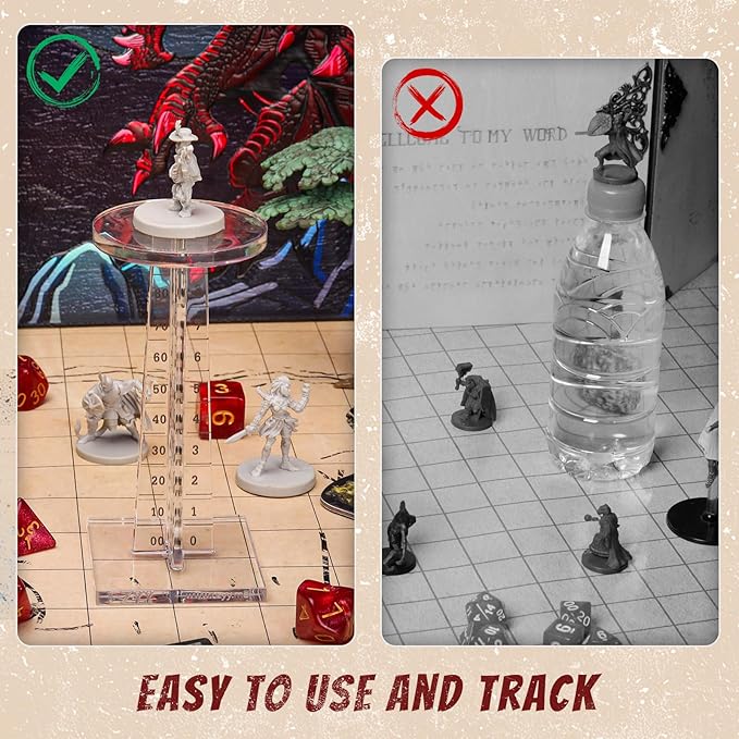 DND Flying Miniatures Combat Riser (Set of 2) Acrylic Laser Cut Flight Stand Terrain from 0 to 9999 ft Perfect for Dungeons and Dragons, Wargames, D&D and Tabletop RPG