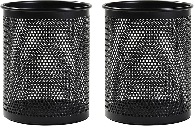 Comix Pen Holder Desk Organizer, Wire Mesh Pencil Cup with Foam Pad and Non-Slip Bottom Office Supplies Desk Accessories for Home Office School, 2 Packs