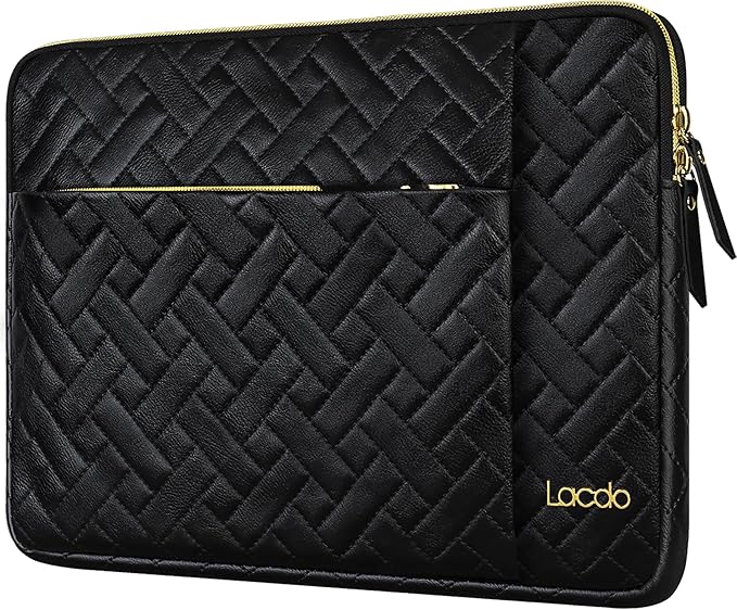Lacdo Laptop Sleeve Case for 15 inch New MacBook Air M4 A3241 2025, M3 A3114, M2 A2941 2024-2023, 15 inch MacBook Pro A1990 A1707, Dell XPS 15 Plus Computer Bag with Accessory Pocket, Elegant Black