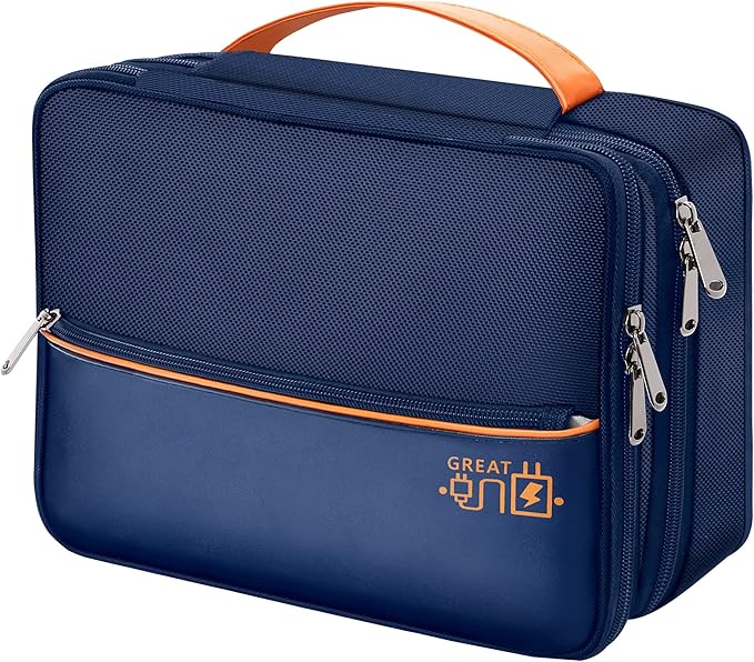 SELLYFELLY Electronics Travel Organizer, Double Layer Cable Organizer Bag Watreproof Electronics Accessories Storage Bag for Cord, Charger, Phone, Power Bank, Hard Drive