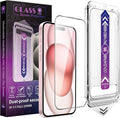 2 Pack Screen Protector for iPhone 14 Pro/iPhone 15 / iPhone 16, 9H Tempered Glass, Full Coverage, Anti-Fingerprint, Auto Dust-Elimination, No Bubble, Easy Installation