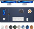 PU Leather Desk Mat Protector - 48"x17" Large Non-Slip Office Desk Pad, Waterproof Keyboard & Mouse Pad, Premium Workstation Cover for Home & Office (Midnight Blue)