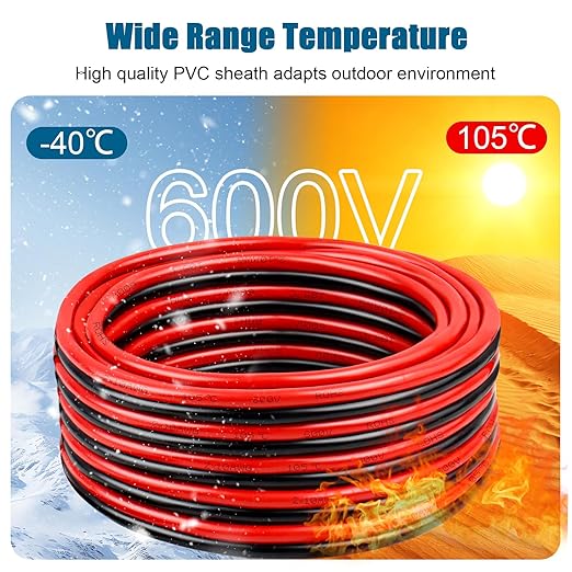 12 Gauge Wire 2 Conductors Copper Wire, 12 AWG Battery Cable Oxygen Free Copper Wire for Solar Panel, Automotive, Trailer, RV and Speaker (12 Gauge 20FT)