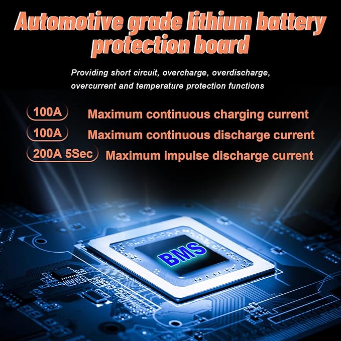 2 Pack 12v 100ah lithium battery lifepo4 24v lithium iron phosphate deep cycle marine battery 12 volt pack for rv solar system home storage trolling motor