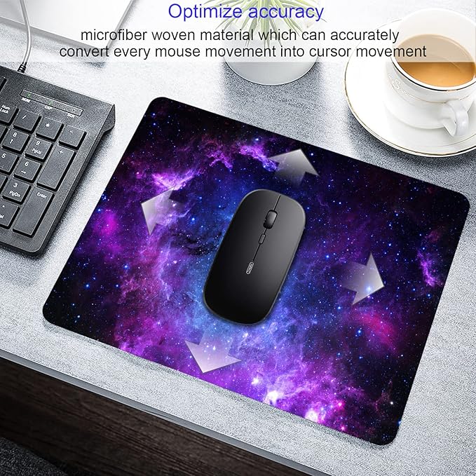 Purple Galaxy Mouse pad, Small Personalized Nebula Design Washable Rubber Mouse pad 9.5 X 7.9 inches
