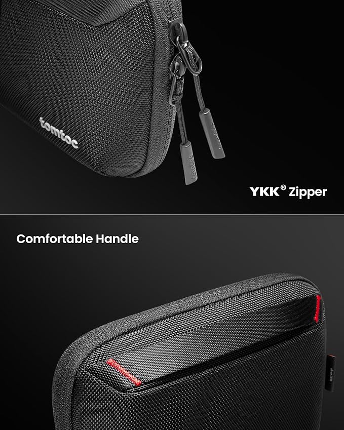 tomtoc Travel Cable Organizer Pouch, Electronics Accessories Organizer Portable Waterproof Double Accessories Carry Case for Cord, Charger, Cables, USB Drive, Black