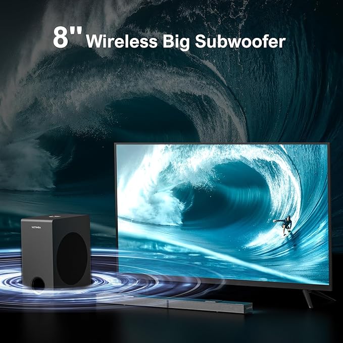 ULTIMEA 5.1.2 Dolby Atmos Soundbar with 8" Wireless Subwoofer, Upward-Firing Drivers, Home Theater Surround Sound System for TV, 4K HDR, Nova S80 (2025 Upgraded Speakers)