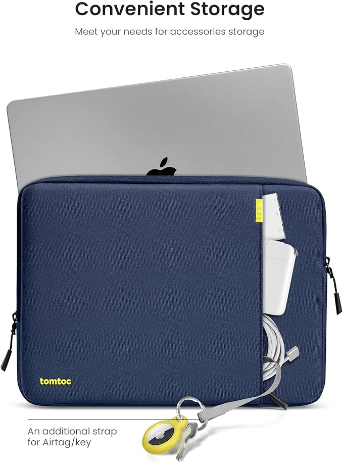 tomtoc 360 Protective Laptop Sleeve Set for 13-inch MacBook Air M4/A3240 2025, M3/A3113, M2/A2681 M1/A2337, 13-inch MacBook Pro M2/A2686 M1/A2338, Water-Resistant Laptop Case with Accessory Pouch
