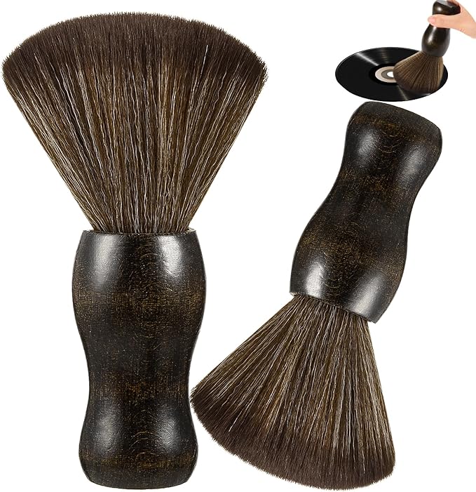 2 Pack Vinyl Turntable Wood Record Cleaning Brushes,Anti-Static Record Brush for Vinyl Albums LP CD Cartridge/Camera Lens/Computer Screen/Keyboard/Character Models