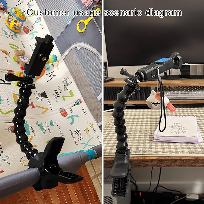 Suptig Phone Holder Desk Gooseneck Mount, Cell Phone Clamp Clip for Pole, Mount Stand, Compatible for iPhone 16 Plus iPhone 15 Pro 14 Plus Xs Max XR X 8 7 6 6s Plus and Other 4-7'' Device