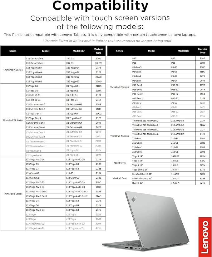 Lenovo Precision Pen 2 (Laptop) – USB-C Charging – Tilt Recognition – Pen is Only Compatible with Certain Devices, Iron Grey