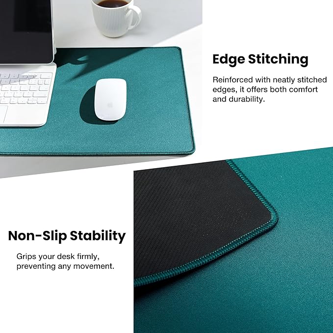 ALOANES Waterproof Mouse Pad, XXXL Gaming Keyboard Pad with Anti-Slip Base, Grain Jacquard Surface, Extend Desk pad for Gamer, Office & Home, Green Mousepad 40cm x90cm x0.3cm