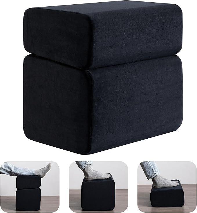 Ganondorf Foot Rest for Under Desk at Work Adjustable Foot Rest Under Desk Ergonomic Foot Stools for Under Office Desk Leg Pillow for Underdesk Footrest with Washable Cover, Black