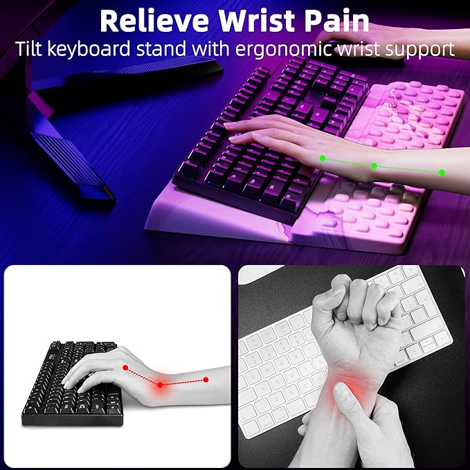 Ospelelf Keyboard Wrist Rest, Comfortable Ergonomic Keyboard Stand Riser Holder for Office Home
