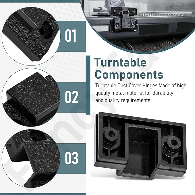 2 Pack Dust Cover Hinge Set Replacement Part for Turntables SL 1200 MKII / 1210 MKII, 1200M3D, MK2, MK3, MK4, M5G, SFUMM02N04, with Screws and Backing Plate