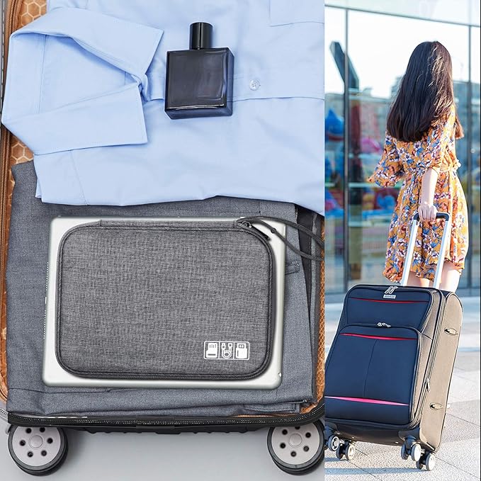 SELLYFELLY Travel Electronics Organizer Portable Cable Organizer Bag for Storage Electronic Accessories Case for Cord,Phone,Charger,Flash Drive (Gray)