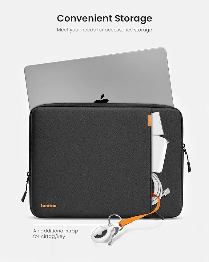 tomtoc 360 Protective Laptop Sleeve Set for 15-inch MacBook Air M4/A3241 2025, M3/A3114 M2/A2941, 15-inch MacBook Pro A1990 A1707, Dell XPS 15 Plus, Water-Resistant Laptop Case with Accessory Pouch