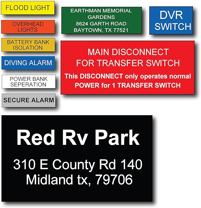 Engraved Electrical Panel Labels, Phenolic Labels, Breaker Box Label, Electric Meter Tags, Plastic Electrical Label, Plastic Tags