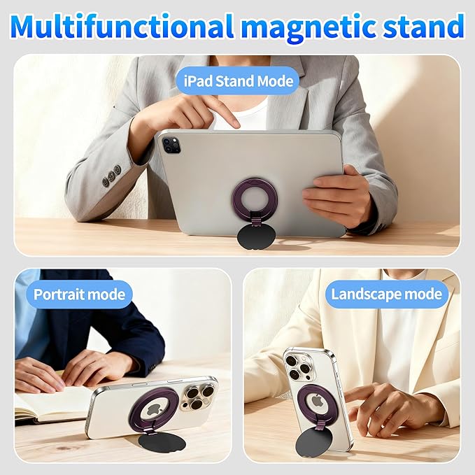 Magnetic Phone Holder for Magic Keyboard, Slim Portable Foldable Magnetic Phone Stand for iPad/Samsung Keyboard Cases, Compatible with Magsafe and Non-Magsafe All Phone (Purple)