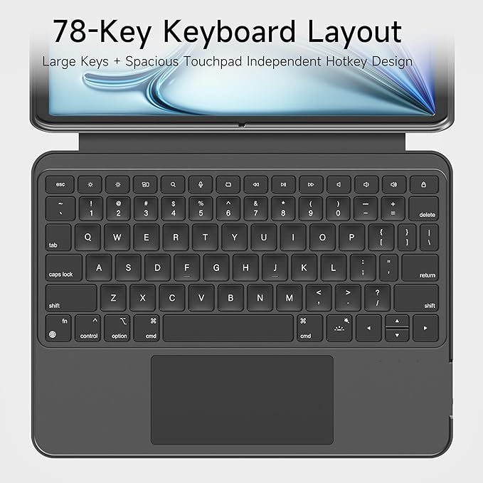 HOU for iPad Air 13 Inch Case Keyboard (M3/M2 2025), Detachable Keyboard Case for iPad Pro 13 M4 /12.9 inch 6/5/4/3rd (2024-2018), Magnetic Rotatable Stand, Multi-Touch Trackpad, 7-Color Backlight