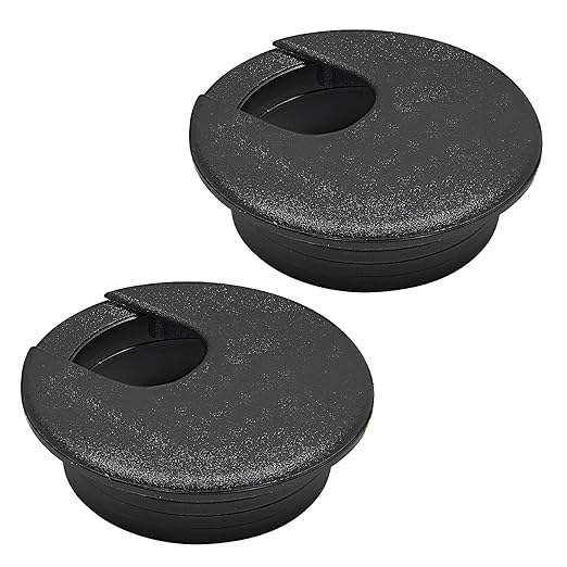 Desk Grommet 1-3/8" (35 mm), Desk Cord Hole Cover, Cable Grommet ABS Plastic, Desk Hole Grommet for Office and Home Table Cable, Detachable Cable Cord Organizer (Black 2 Pcs)