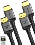 Silkland 10K 8K HDMI 2.1 Cable Certified 2-Pack 6.6FT [4K@120Hz 144Hz, 8K@60Hz, 2K@240Hz] Ultra High Speed HDMI® Cable 48Gbps (Upgrade Braided),HDR, eARC, HDCP 2.3, Compatible for/PS5/PS4/Roku TV