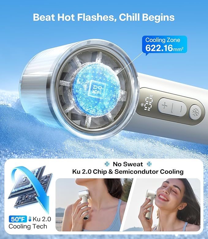 TORRAS COOLiFY iva Handheld Fan with Ice Cooler, [Chill by 50F], 0-100 Adjustable Speed, Super Mini Powerful Portable Fan 5000mAh Rechargeable, Hand Fans for Travel Essentials, Gifts for Women, Ivory
