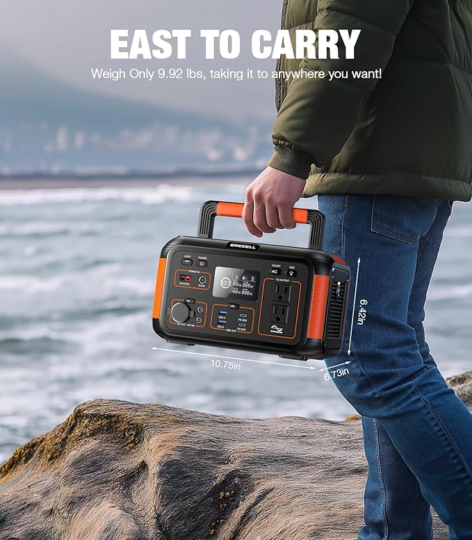GRECELL Portable Solar Generator 500W with Solar Panel 100W, Portable Power Station 500W AC Outlet, Solar Panels 21.5V 5.5A for Home Use Outdoor Camping Backup Emergency