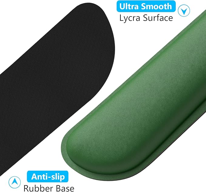 Dapesuom Enlarge Keyboard Wrist Rest, Memory Foam Keyboard Wrist Cushion for Computer Desk Mats Support, Typing Pain Relief Ergonomic Mouse Pad Rests with Non-Slip Base for Gaming Laptop, Forest Green