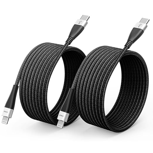 USB C to Lightning Cable 6FT 2Pack [Apple MFi Certified] iPhone Charger Fast Charging Cord Type C to Lightning Cable for iPhone 14 Pro Max/Plus/13/12/11/X/XR/XS/SE/8/7/6/5/iPad - Black