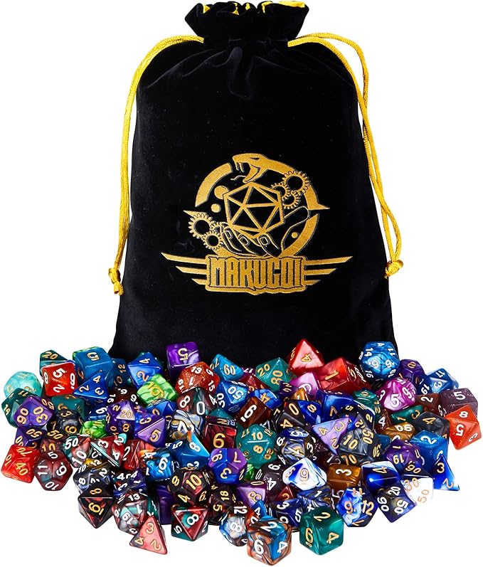 DND Dice Set, 20 X 7 Polyhedral Dice (140 Pieces) Two-Color for Dungeons and Dragons DND RPG MTG Table Game 20 Colors Dice with 1 Large