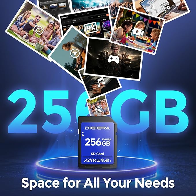 256GB CS100 SDXC UHS-I Memory Card - up to 100MB/s, C10, U3, V30, 4K UHD, SD Card for Computers, Digital Cameras, Home Theatre Devices, Car Navigation Systems (1 Pack)
