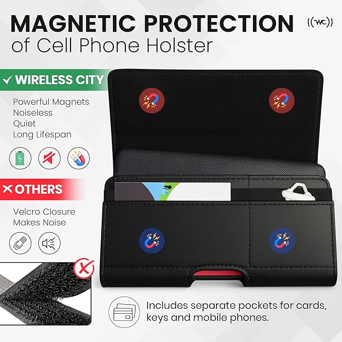 Credit Card Slot Phone Holster for Men & Women – Leather Cell Phone Case & Phone Pouch with Belt Clip/Loop Holder, Fits iPhone Air 2025, 16 Plus, 15 Plus, 14 Plus, 11 Pro Max, XS Max