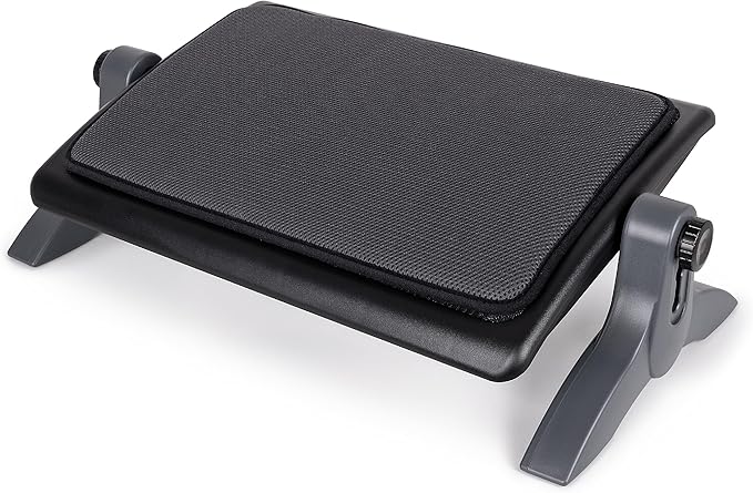 EHO Ottoman, Ergonomic Foot Rest for Under Desk, Adjustable Height and Angle, Sponge Platform, Anti-Slip, Ankle Support, Detachable Washable Cushion, Back and Leg Pain Relief, 21.6" L x 11.4" W, Black