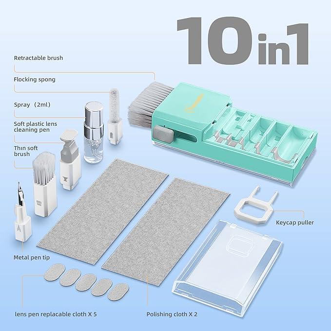 Laptop Cleaning Kit, All in 1 Keyboard Cleaning kit for MacBook iPad iPhone, Compact Keyboard Cleaner with Brush and Spray for Tablet, Airpods, Earbud, Computer Screen, PC Monitor