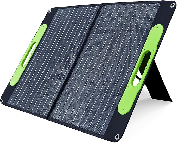 BLUERISE 60W Solar Panel Monocrystalline ETFE Cover Portable Foldable Solar Charger for Portable Power Station Generator, iPhone, Ipad, Laptop USB QC 3.0, Typc C Output for Outdoor Camping Van RV Trip