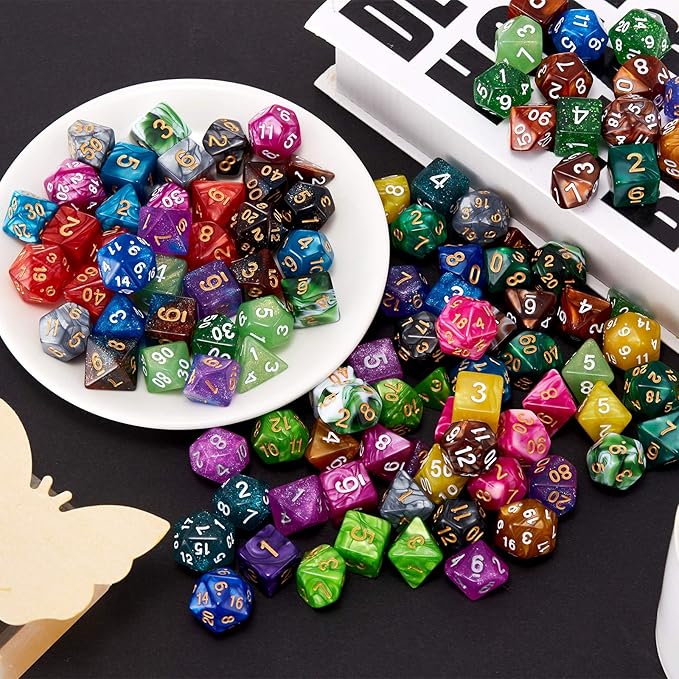 DND Dice Set, 25 X 7 Polyhedral Dice for Dungeons and Dragons DND RPG MTG Table Game with 1 Large Flannel Bag 175 Pieces