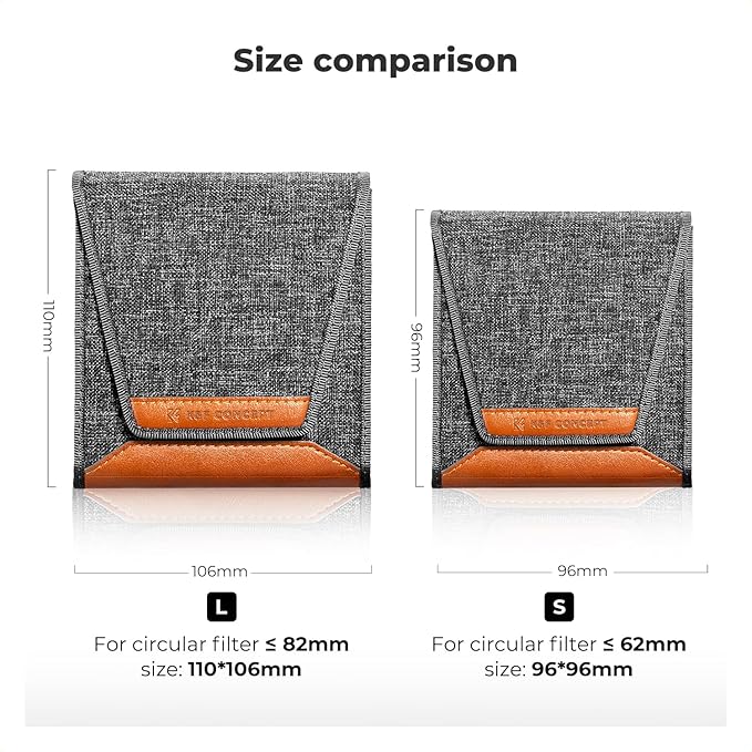 K&F CONCEPT Lens Filter Pouch, Lens Filter Case 3 Pocket Professional Photography Filter Holder Belt Bag Pouch Water-Resistant and Dustproof for Filter Up to 82mm (2Pack)