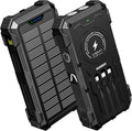 Solar Charger Power Bank, 42800mAh Wireless Portable Charger with USB-C in/Output, QC3.0 Fast Charging 15W 4 Ports Outdoor Battery Pack Built-in Dual Led Flashlights for iPhone Samsung etc