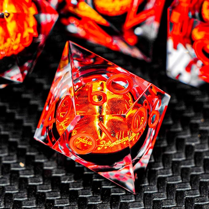 ARUOHHA DND Resin Dice Gazes Eye Dice Liquid Core Red RPG Sharp Edged Dice Set with Gift Box, Polyhedral D and D Dice Set Compatible with Dungeons Dragons Role Playing Game D20 D12 D10 D8 D6 D4