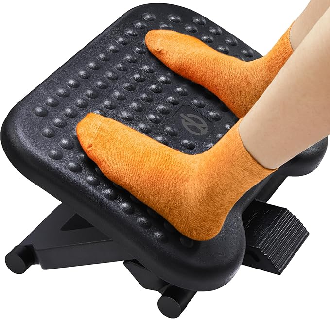 ErGear Under Desk Footrest, Adjustable Foot Rest with 3 Height Settings and 30-Degree Angle, Ergonomic Desk Foot Rest with Massage Texture, Foot and Leg Rest for Home & Office