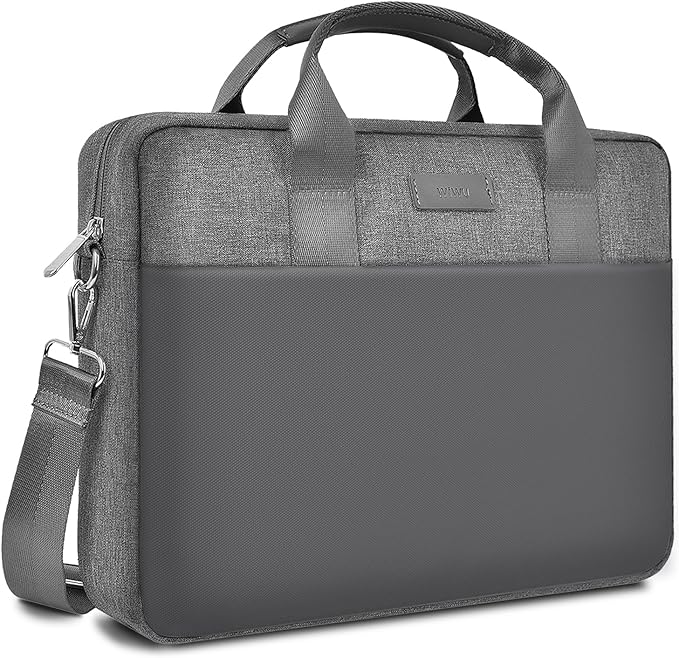 WIWU 14 Inch Laptop Bag for Men Women, Water-Resistant Laptop Case with Shoulder Strap Messenger Work Bag for Business Travel Compatible with MacBook Air Pro/Dell XPS/HP Envy/Microsoft Surface(Grey)