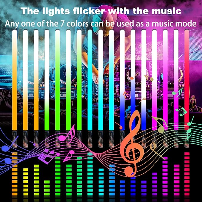 4 Pack 4ft Portable Battery Powered Tube Light 120cm Handheld LED RGB Lights Tube with Tripods, 500 Vivid Effects for Video and Photography,Light Painting,YouTube,Video and Dance Club
