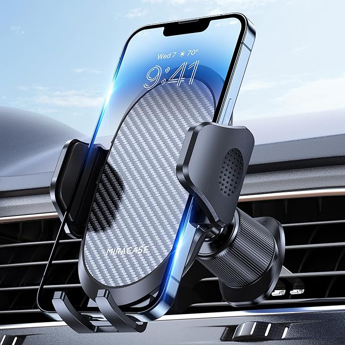 Miracase Phone Holders for Your Car with Metal Hook Clip, Air Vent Cell Phone Stand Car Mount, Universal Automobile Cradle Fit for iPhone Android and All Smartphones, Dark Black