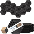 Mollywell Hexagon Acoustic Panels, Black Oak TW4, 14x12x0.4 Inch, 12 Pack |Wood Veneer|High Density Sound Proofing Wall Panels|Self Adhesive Sound Dampening Felt Wall Tiles|Home Theater|Gaming Room|