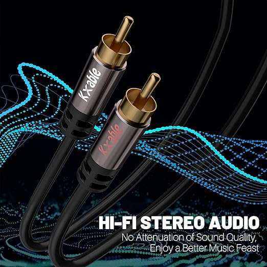 RCA Cable 125FT, 2RCA Male to 2RCA Male Stereo Audio Cable,【Oxygen-Free Copper, Hi-Fi Sound, Double Shielded】 2 RCA Car Audio Subwoofer Cord for Home Theater, HDTV, Amplifier, Hi-Fi System, Speaker