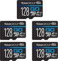 TEAMGROUP GO Card 128GB x 5 PACK Micro SDXC UHS-I U3 V30 4K for GoPro & Drone & Action Cameras High Speed Flash Memory Card with Adapter for Outdoor Sports, 4K Shooting, Nintendo-Switch TGUSDX128GU363