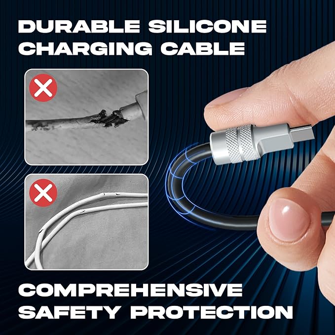 chubbycable Tri-Flex 3 in 1 USB C Cable for Apple Watch Charger Silicone 100W Multi Charging Cable Fast Charge Compatible with iPhone 16/15 Series iWatch iPad Airpods MacBook, 4.1FT, Orange