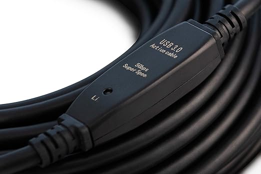 50 Feet Active USB Extension Cable 3.0 Male to Female with 2 Extension chipsets Signal Booster - Active Extension/Repeater Cord 15 Meters / 50 Feet (AC Power Supply Included)